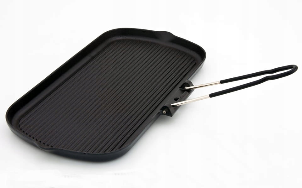 Rectangular cast iron grill with movable handle, black Brand CHASSEUR