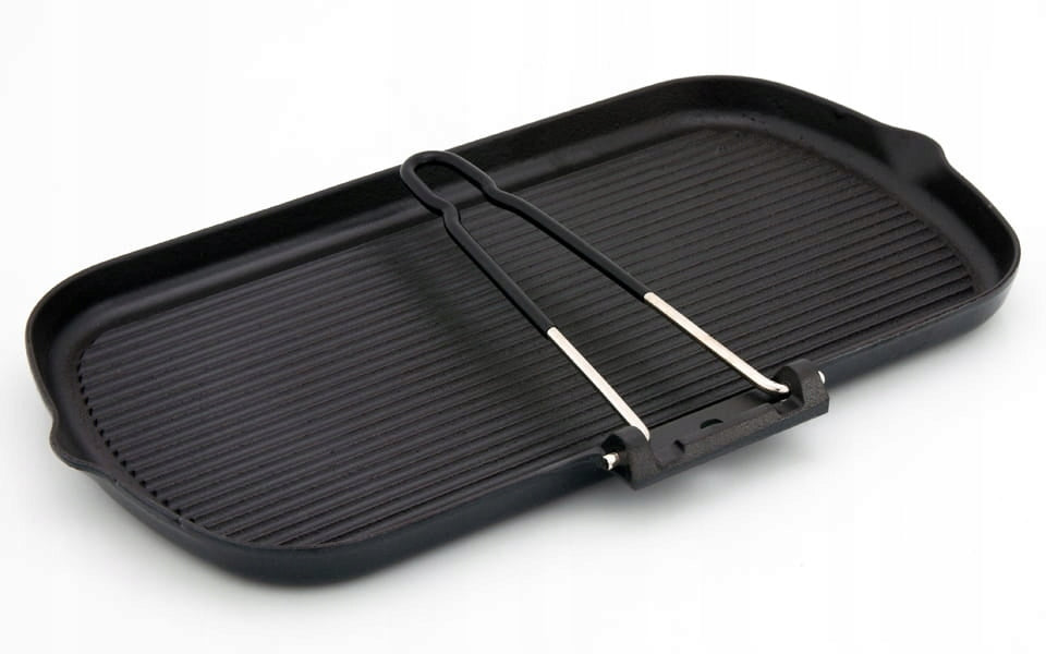 Rectangular cast iron grill with movable handle, black Capacity 34 l