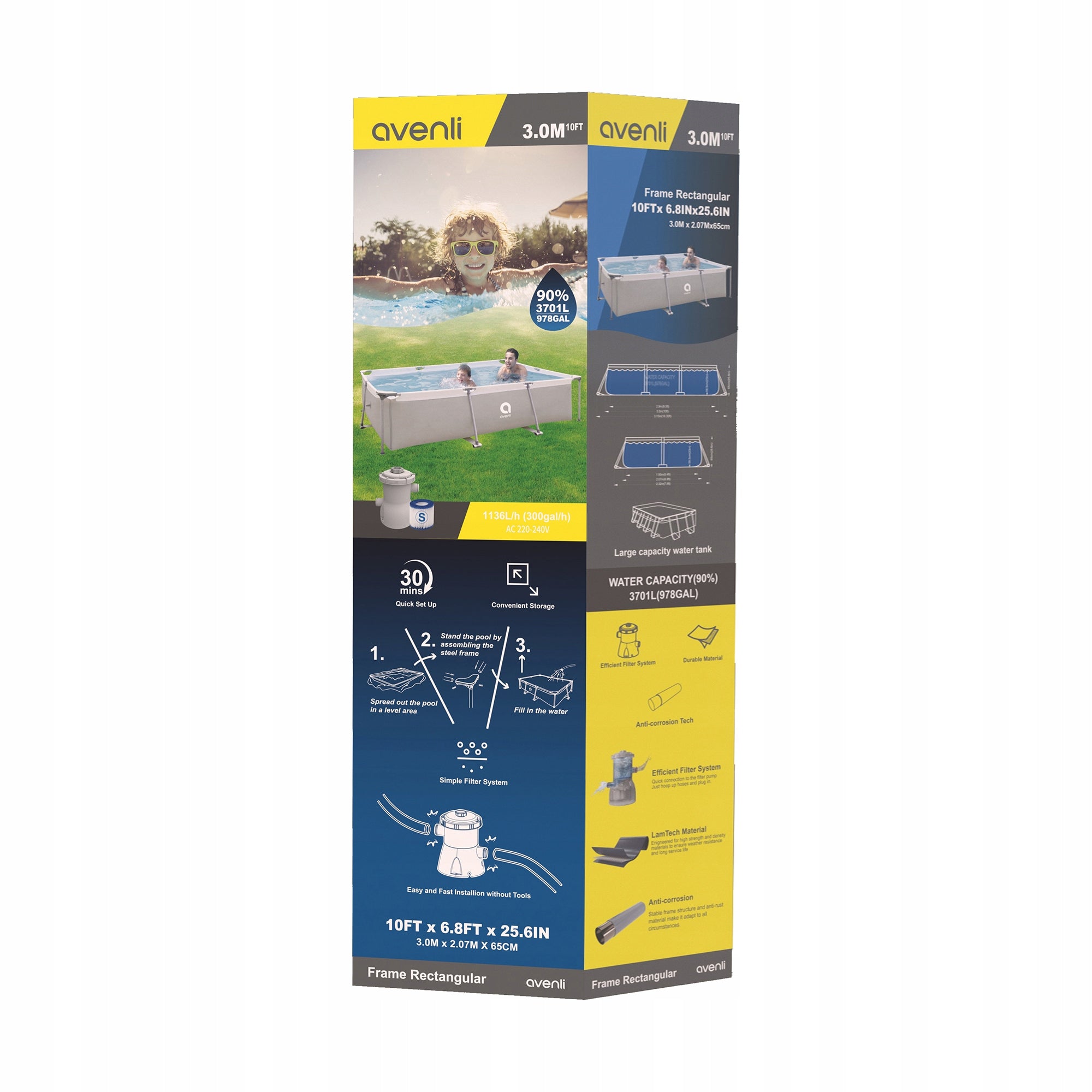 Rectangular frame pool Avenli 300 x 207 cm Brand Avenli