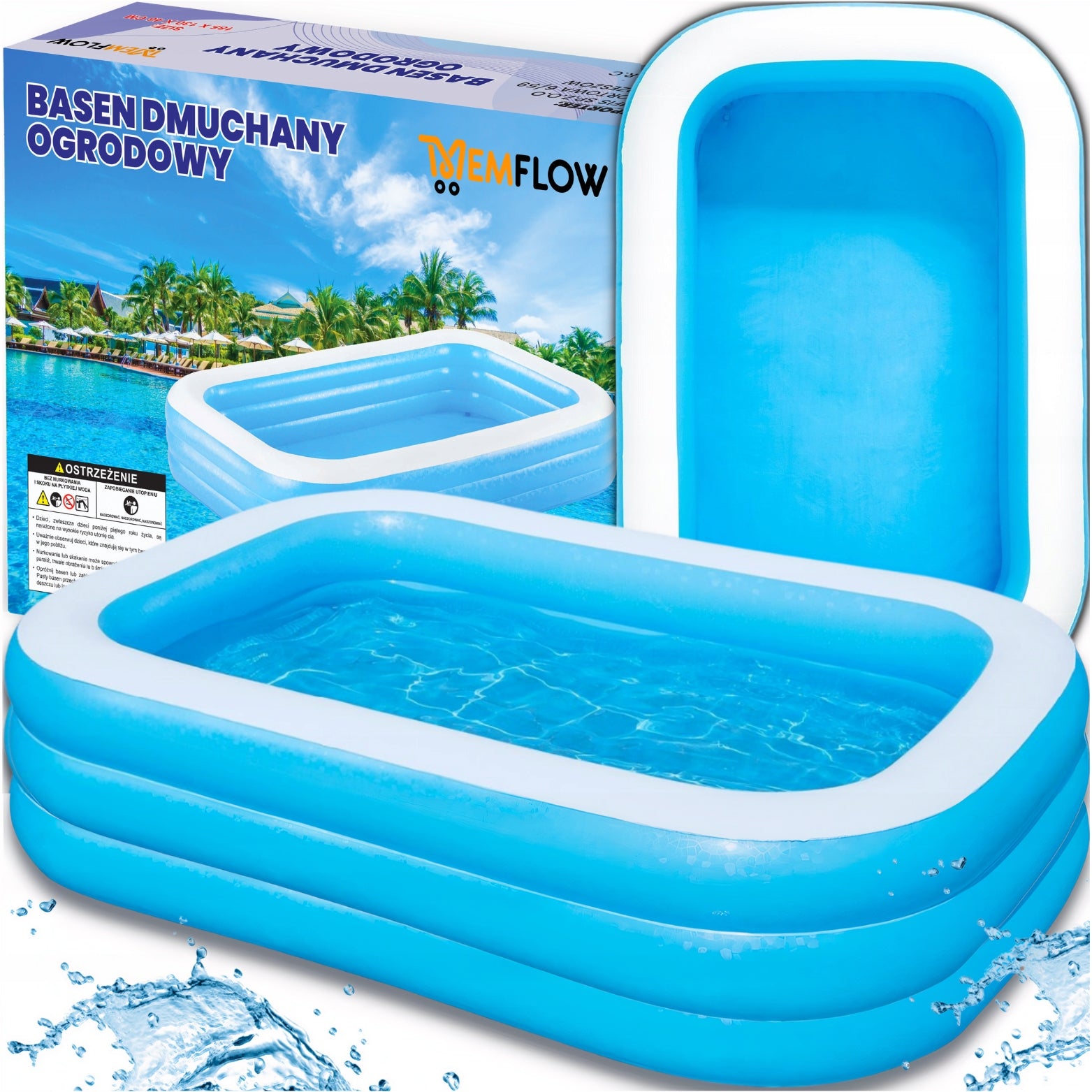 Rectangular inflatable pool 200 x 150 cm