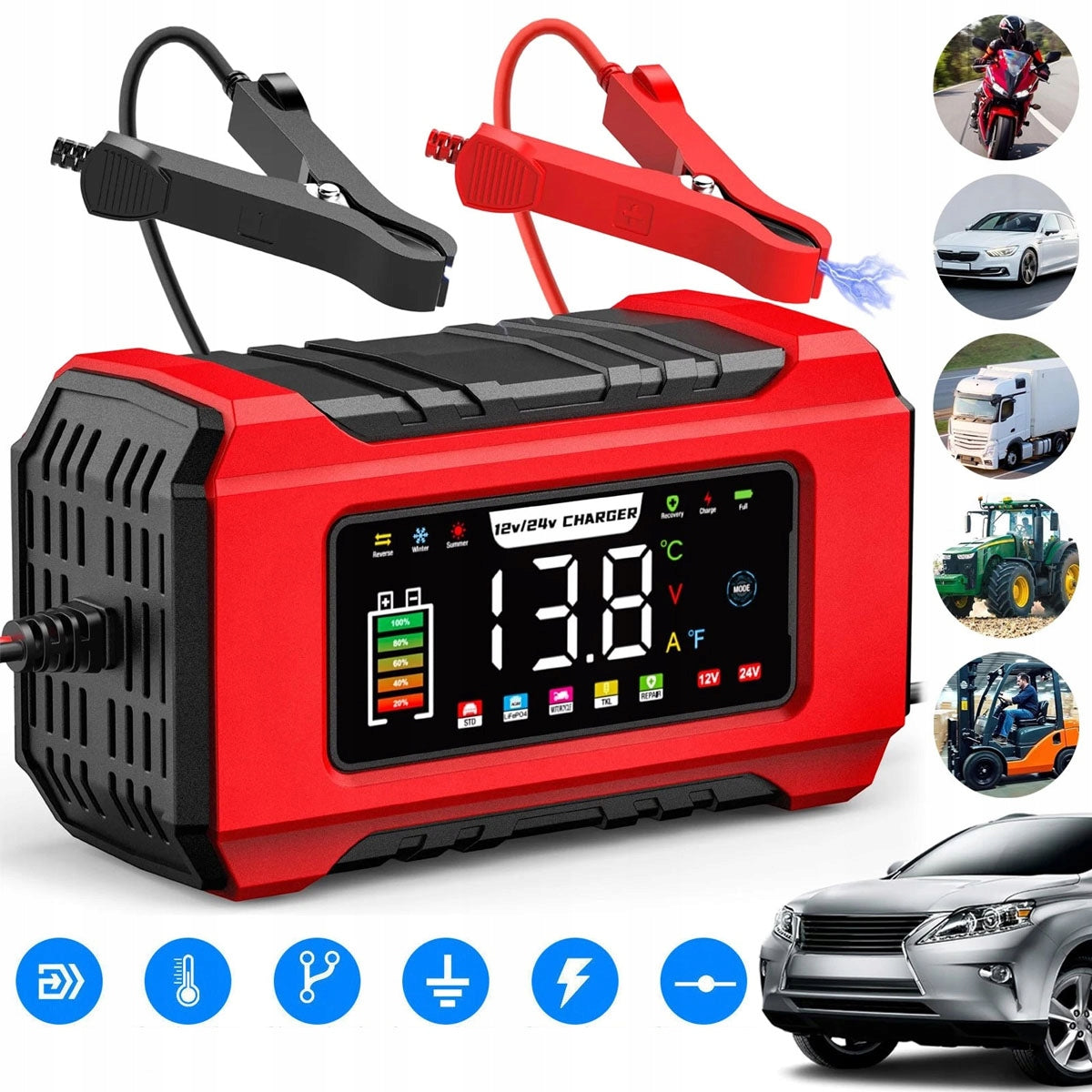 Rectifier for SMART batteries with 12V 24V automatic repair function
