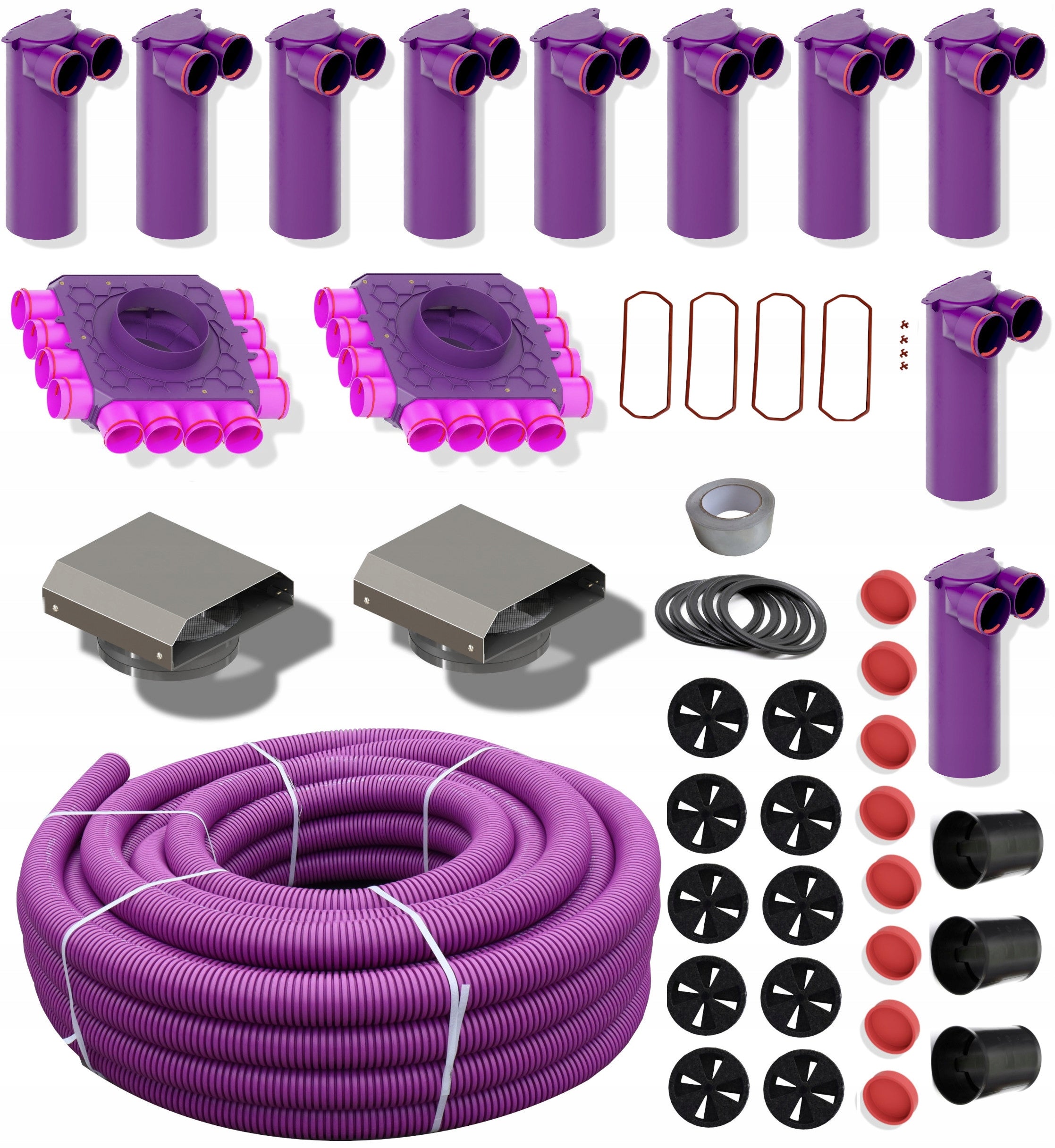 Recuperation ventilation set house 90-120m2 on 75mm channels