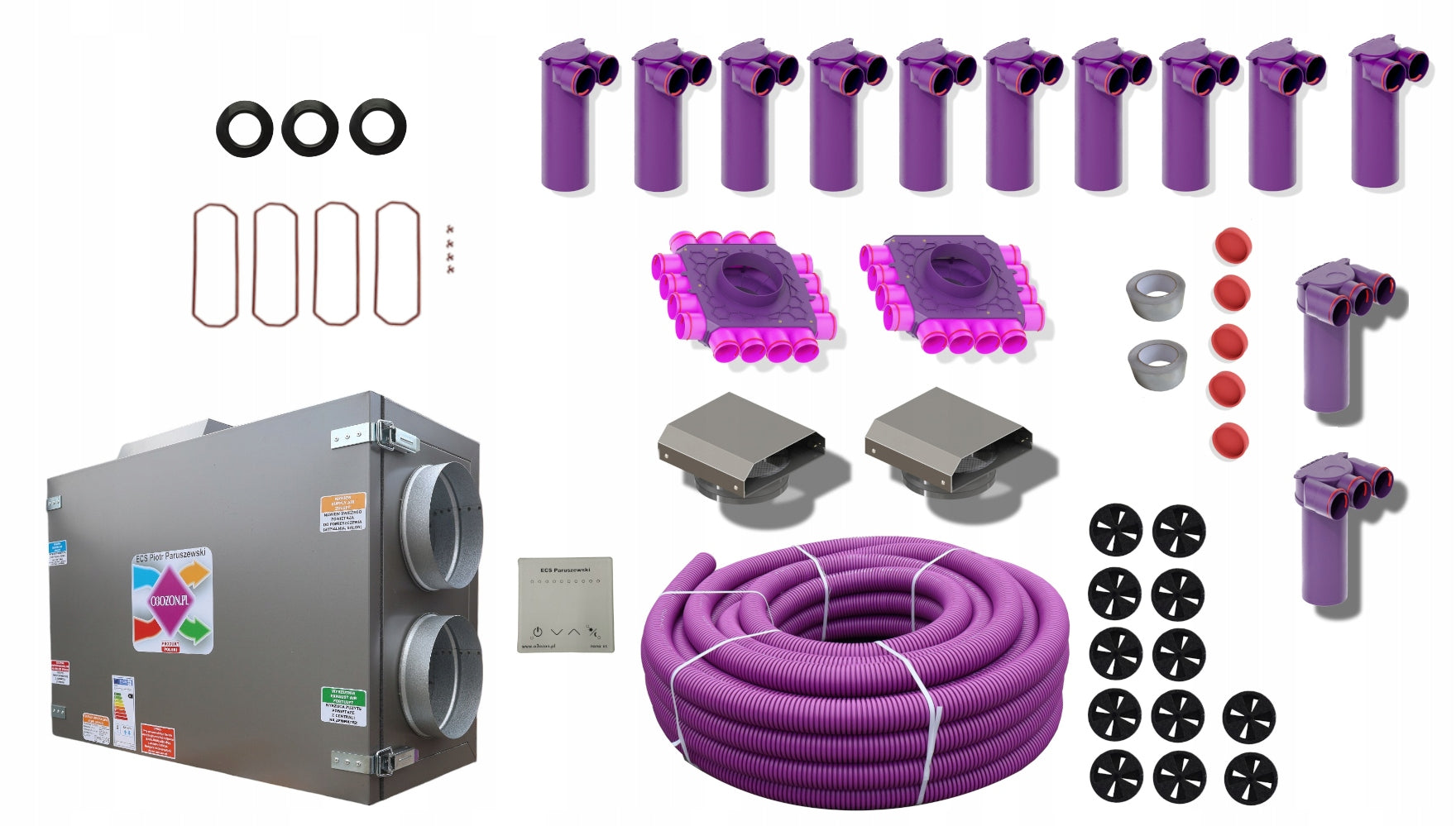 Recuperation ventilation set with recuperator house 101-151m2