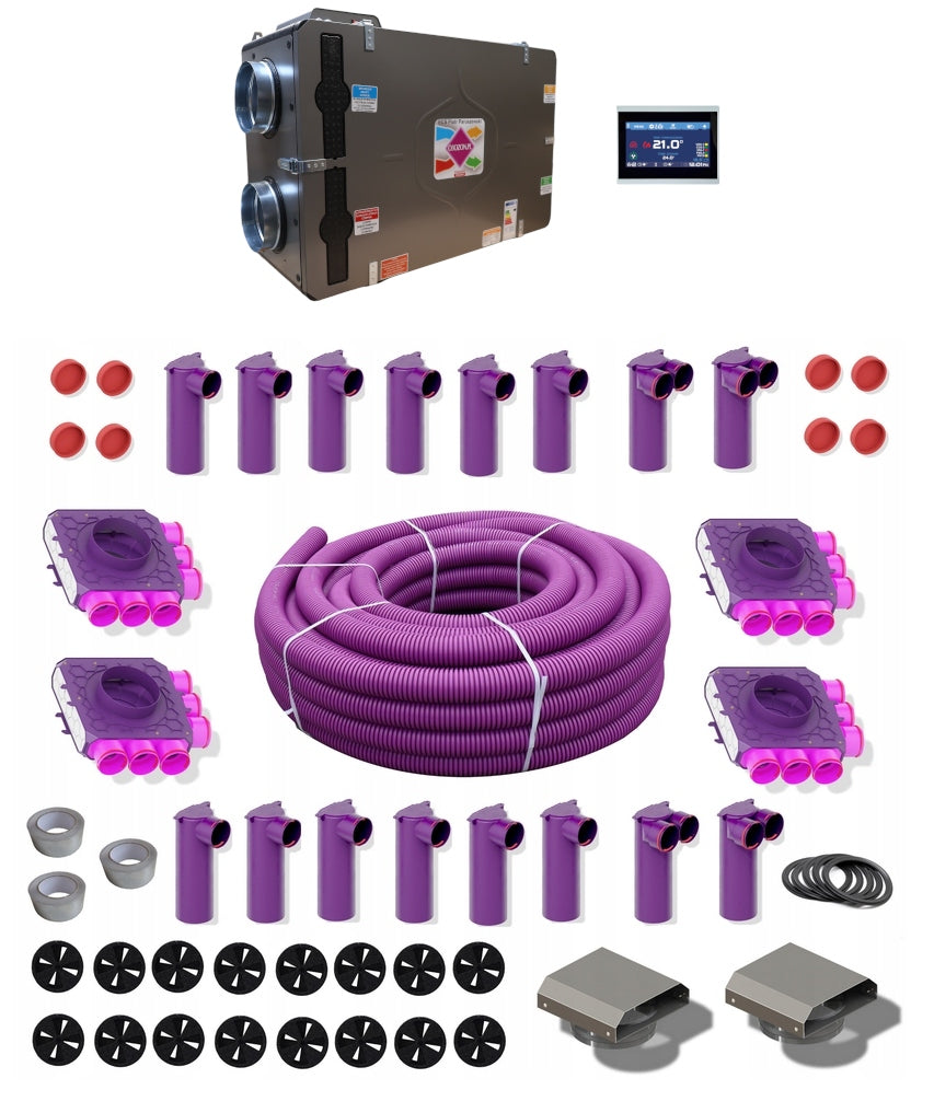 Recuperation ventilation set with recuperator, house 150-220m2