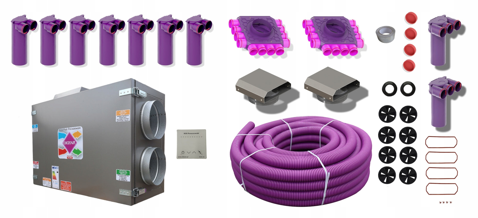 Recuperation ventilation set with recuperator house 80-110m2