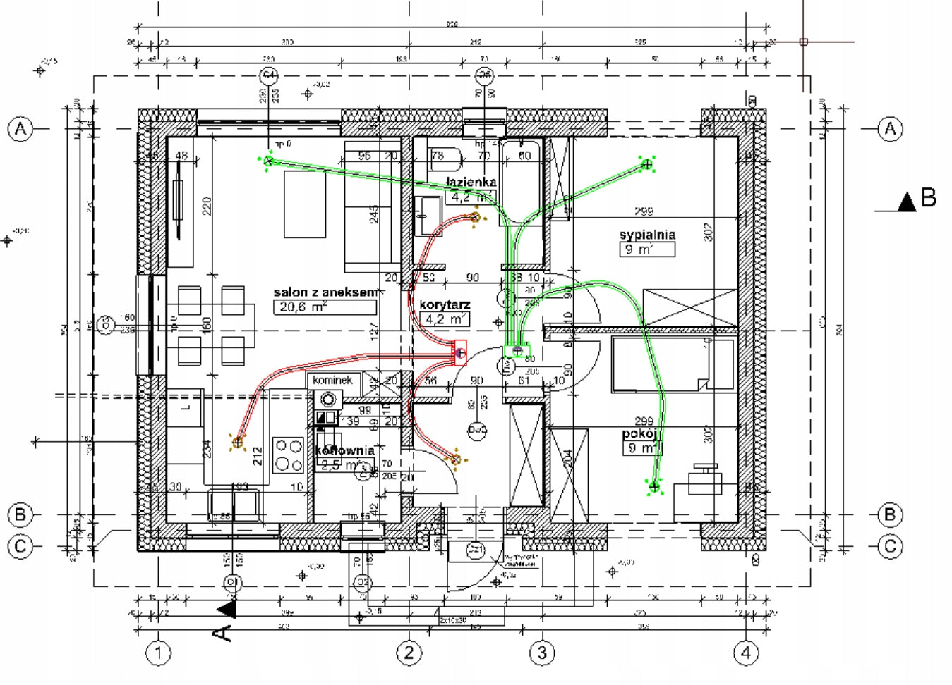 Recuperation ventilation valuation project with channel guidance drawing