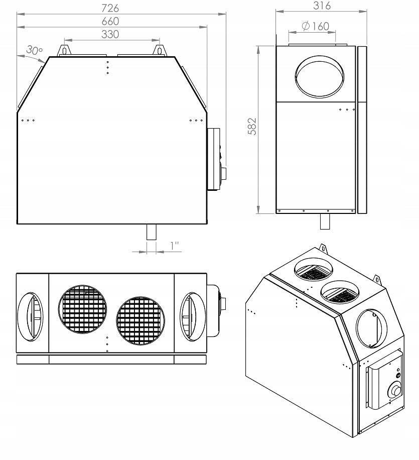 Recuperator 250 ionizer ventilation unit Kind switchboard