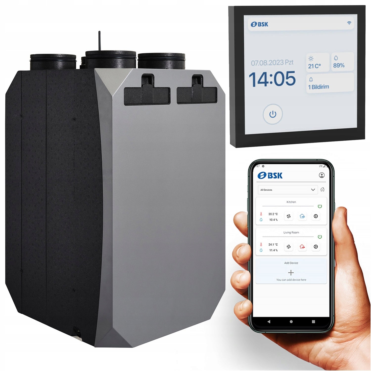 Recuperator Ventilation unit BSK NOTUS 400m3/h Heater Bypass WiFi