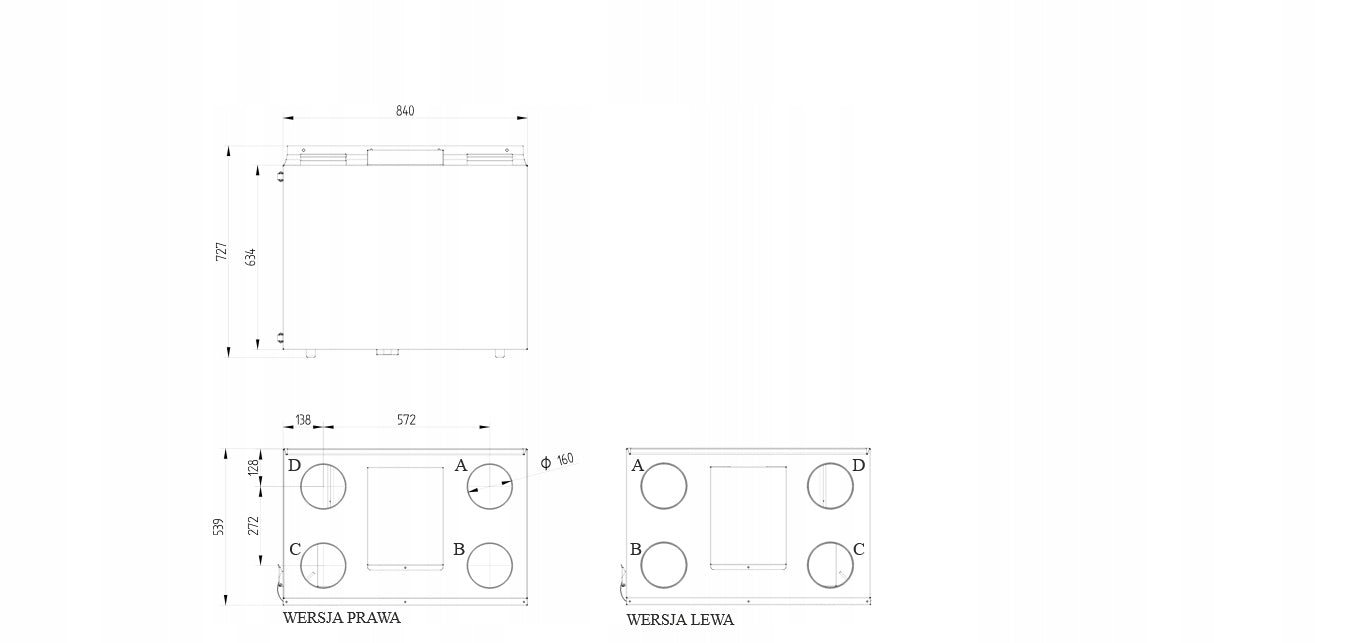 Recuperator Wanas 400_V XF 400 m3/h to 180m2 34,7 dBA Right/Left Packaging status original