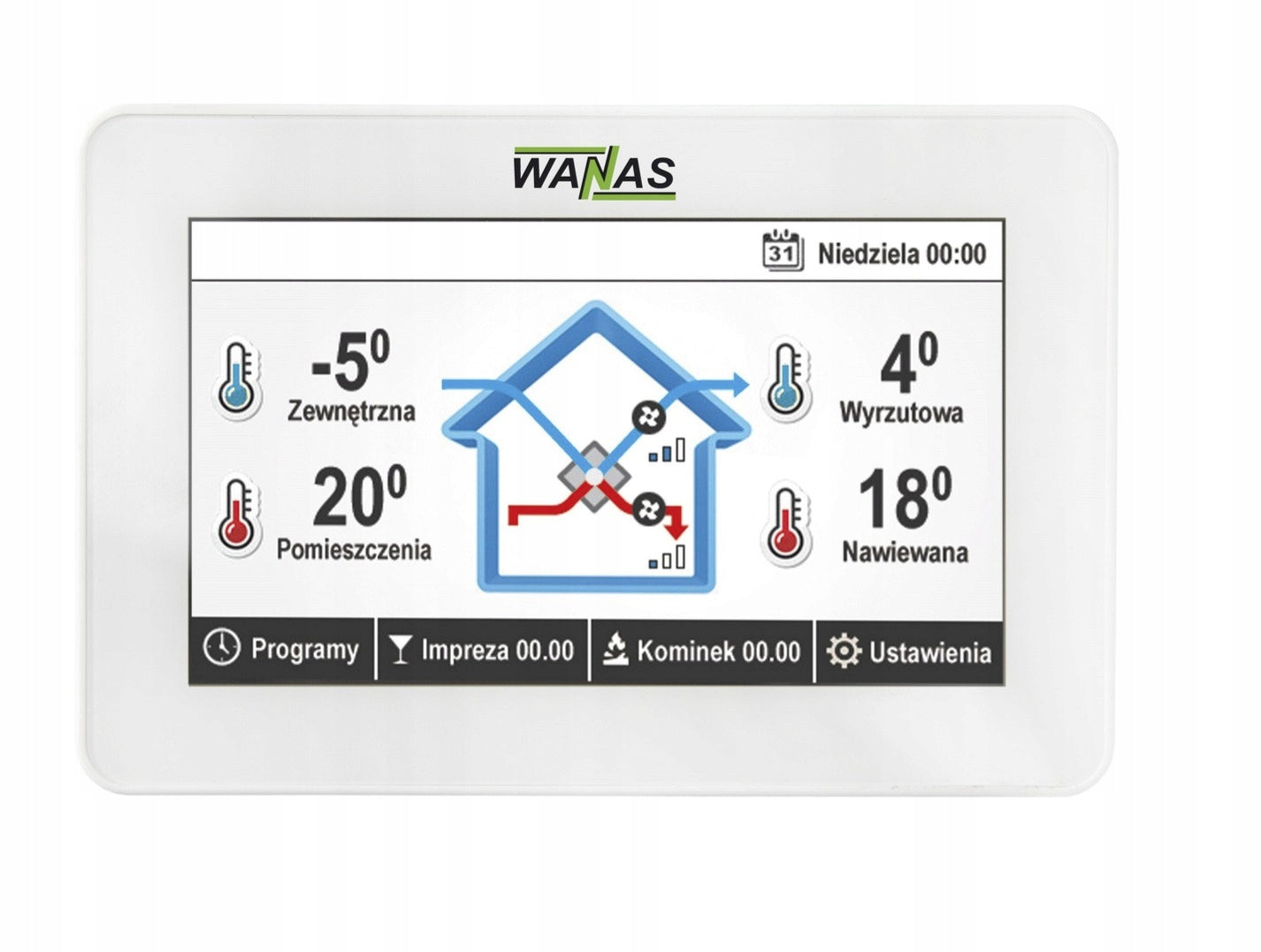 Recuperator Wanas Combo 630 V 600 m³/h 54 dBA class A Manufacturer code COMBO 630V