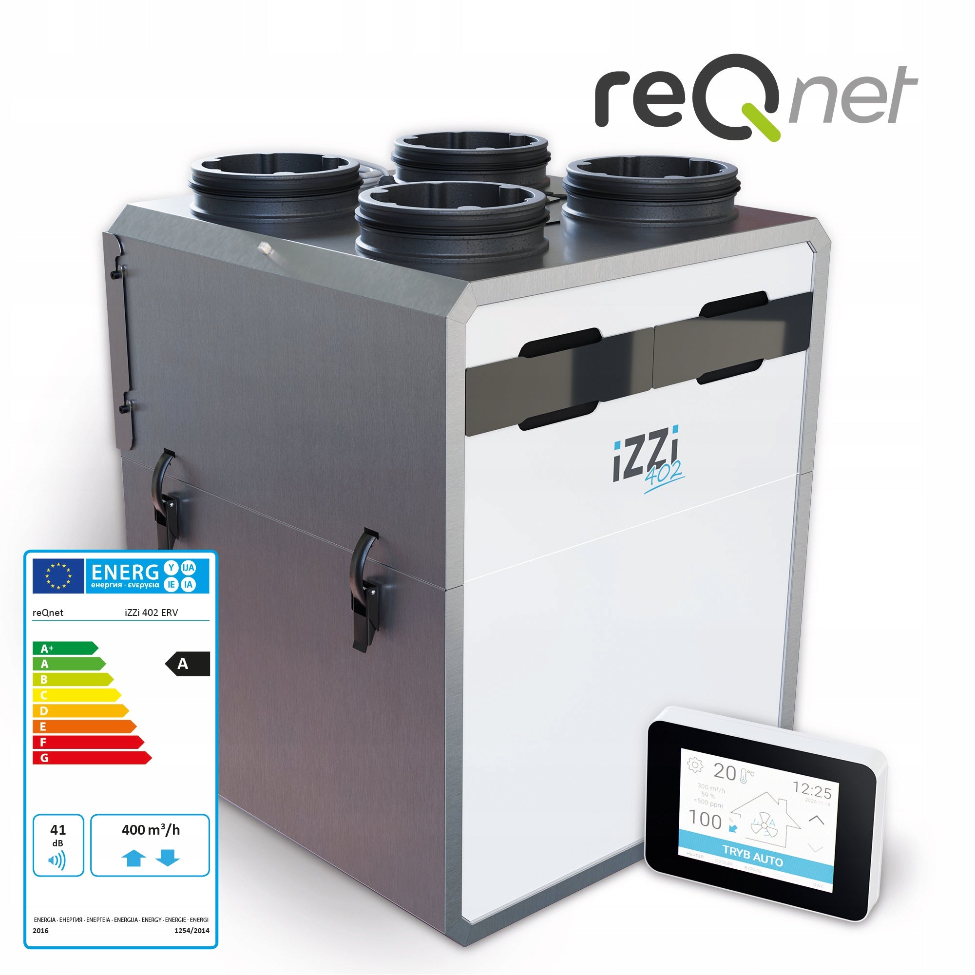 Recuperator iZZi V.402 ERV STANDARD version RIGHT
