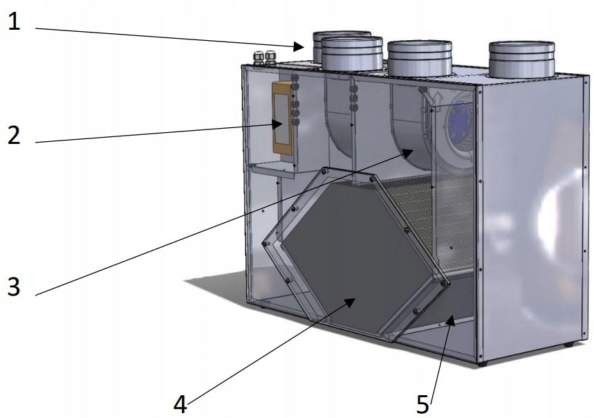Recuperator ventilation unit 250 Veko Premium Enthalpic Prodmax Energy efficiency class A