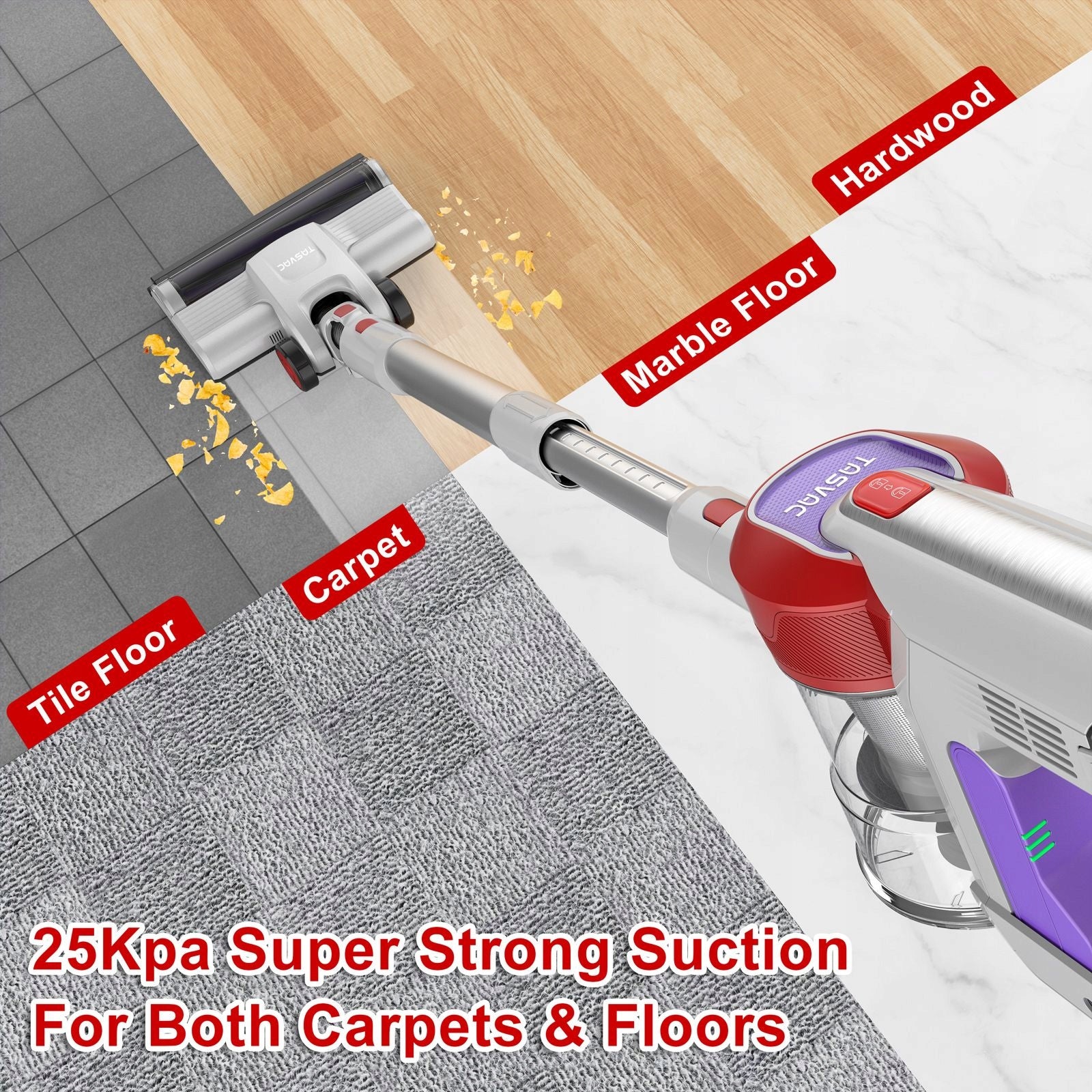 Red Cordless Vacuum Cleaner with LED Display Brand no brand