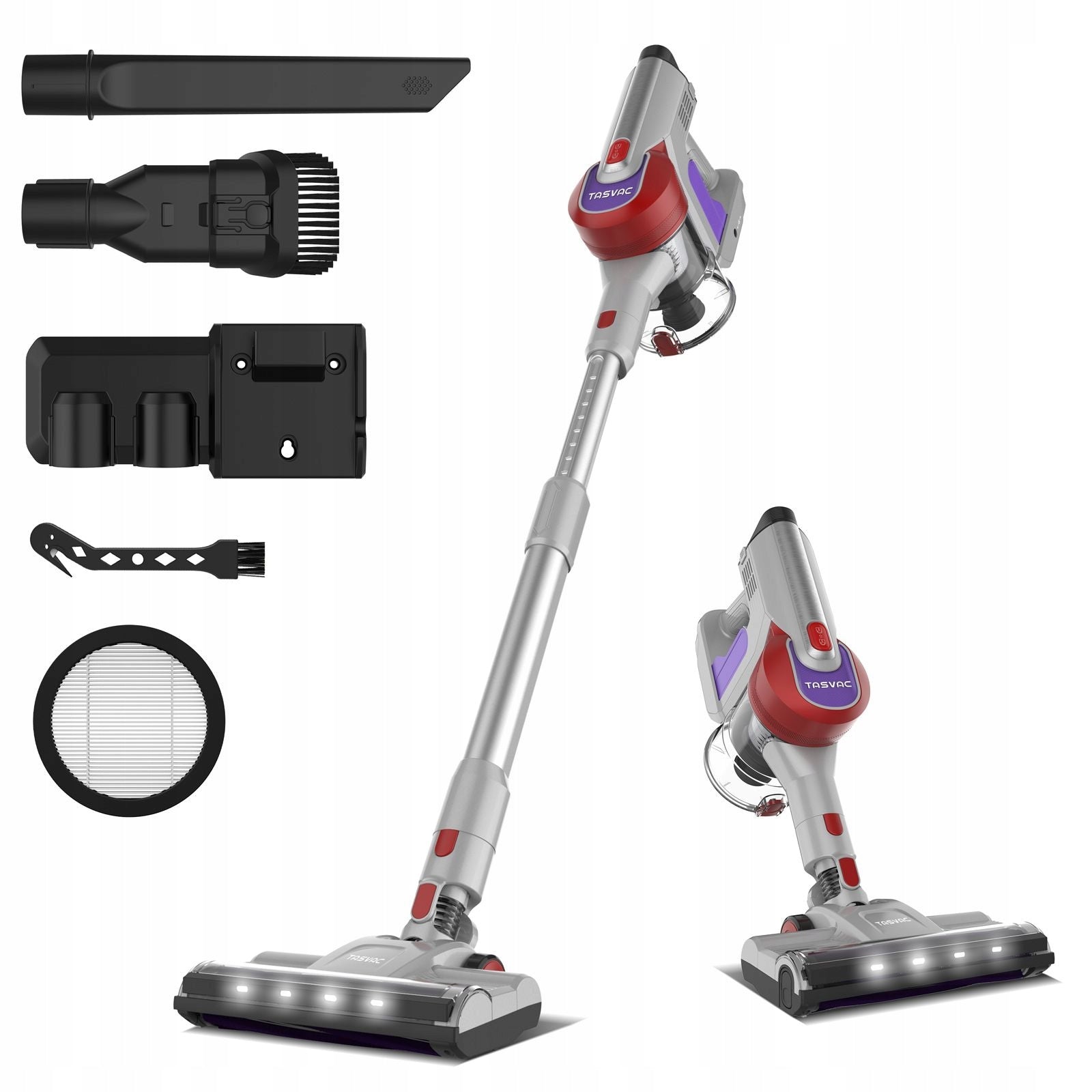 Red Cordless Vacuum Cleaner with LED Display