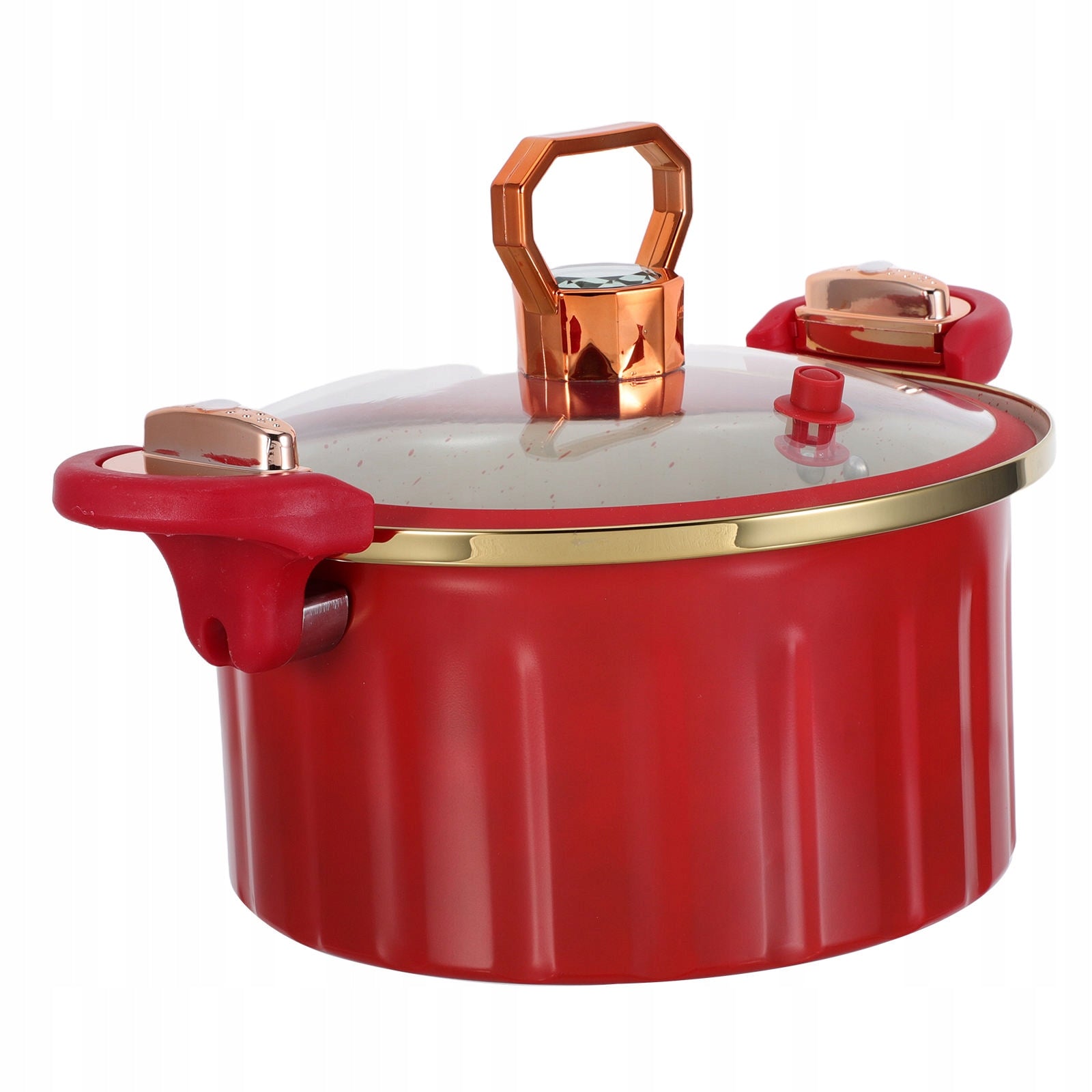 Red Micro Pressure Cooker Pot with Lid for Fast Stew and Soup Brand no brand