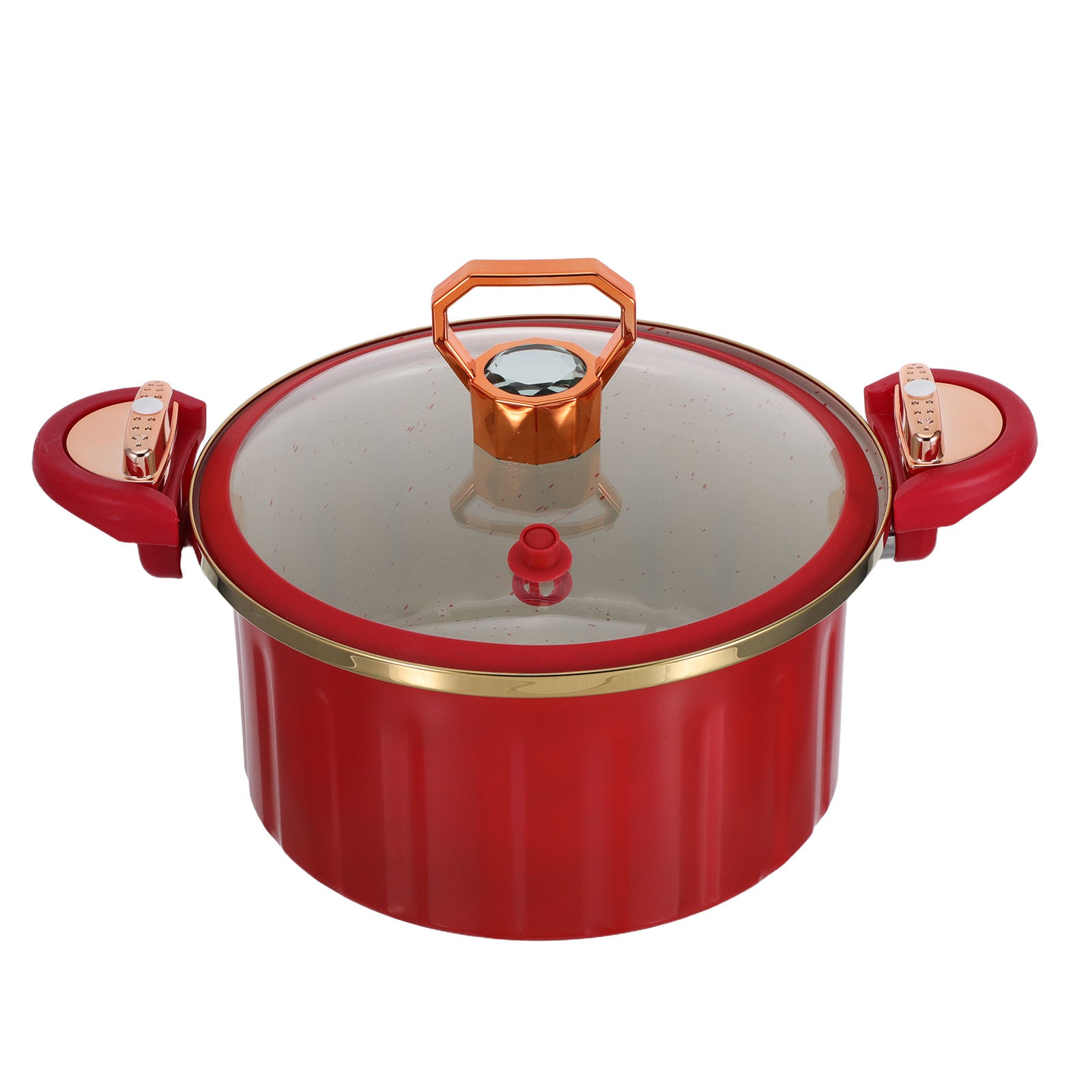 Red Micro Pressure Cooker Pot with Lid for Fast Stew and Soup Capacity 1 l