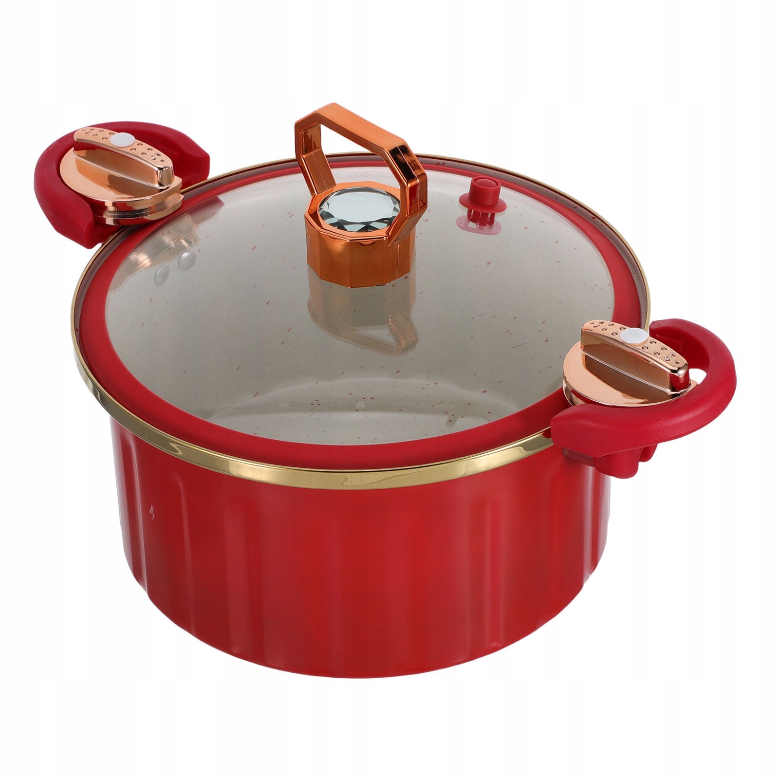 Red Micro Pressure Cooker Pot with Lid for Fast Stew and Soup