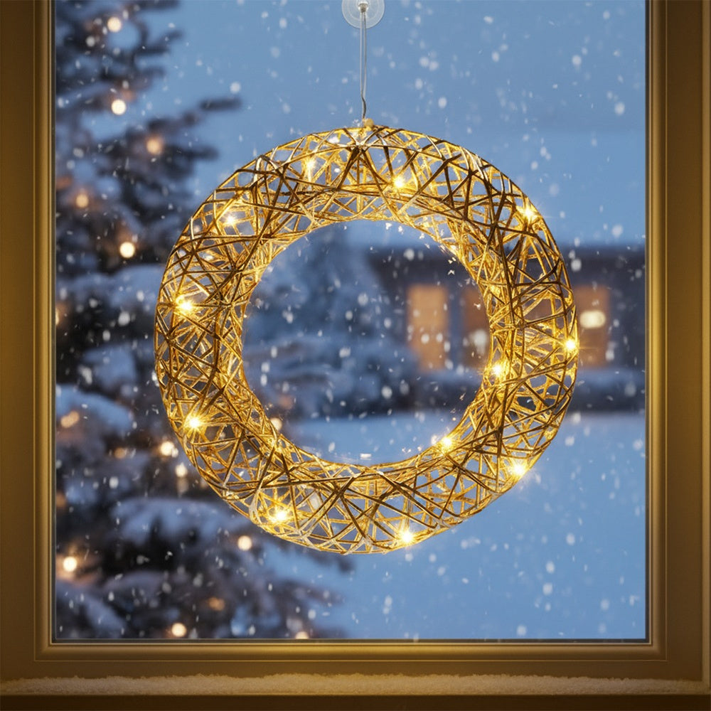 Reed CHRISTMAS WREATH Glowing Decorative for Hanging Door 30cm Packaging status original
