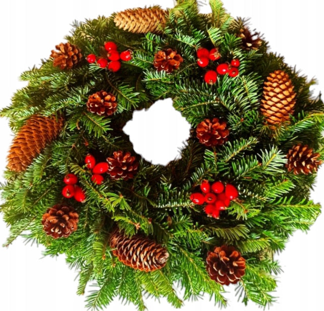 Reed, wreath, live with cones, for grave, Christmas 40cm [BN-G16]