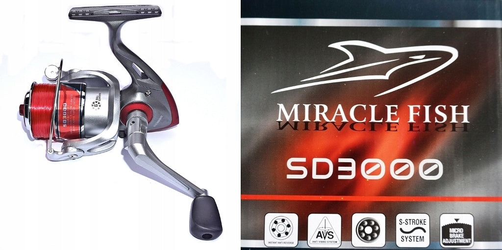 Reel SD 3000 RED - 6 bearings + Fishing line Freebie! - Ground Float Spinning. Packaging status original