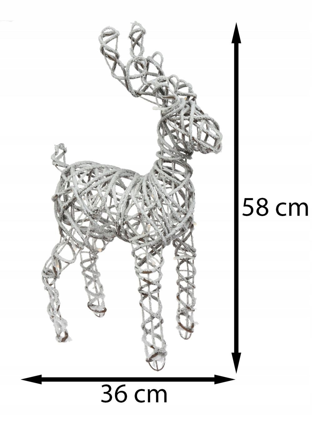 Reindeer BRAIDED Rattan Snowy BOHO for BATTERIES Brand H&S Decoration