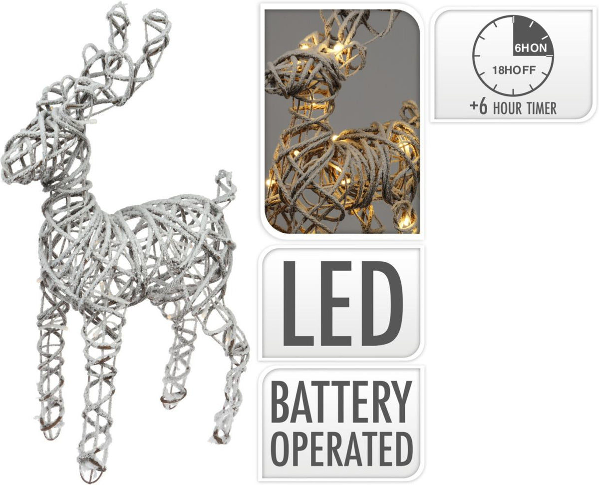 Reindeer BRAIDED Rattan Snowy BOHO for BATTERIES Theme animals