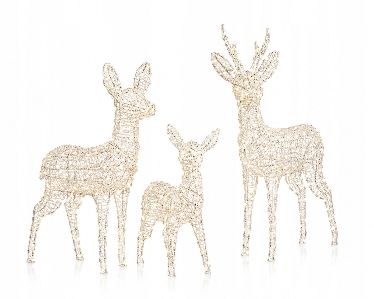 Reindeer family LED Christmas decoration decorations 3 pcs large stable