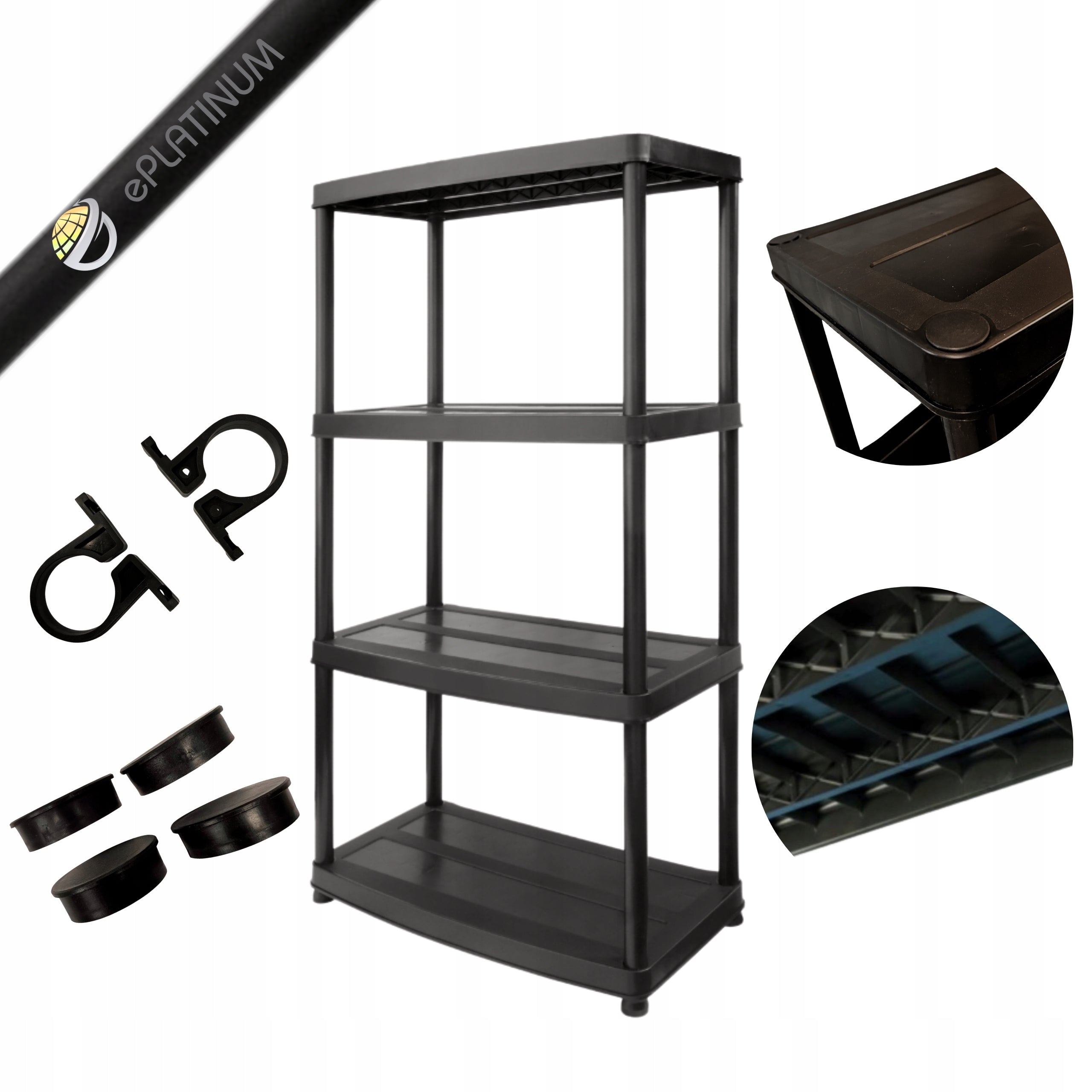 Reinforced plastic rack 200kg 139x74x40 4P 2in1 FOR BASEMENT, GARAGE