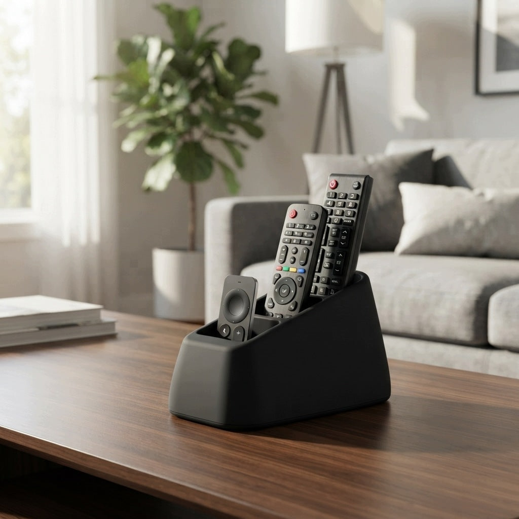 Remote Control Stand Black RTV Organizer 3 Compartments Model Stojak
