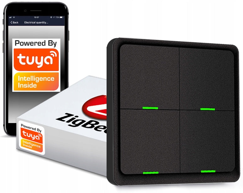 Remote Control Switch 12 Scenes 4 P ZigBee Tuya Black