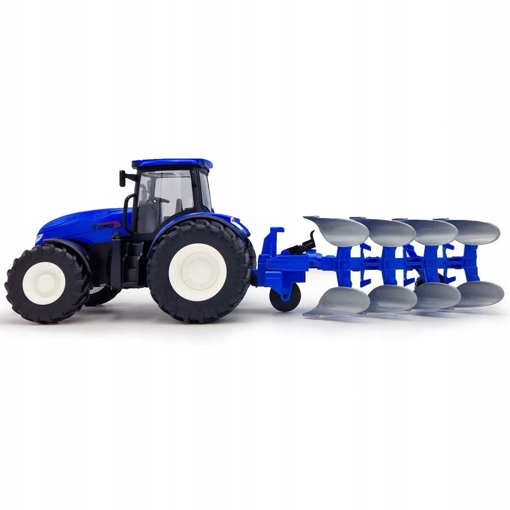 Remote Controlled Blue Tractor with Plough Toy for Small Farmers Kid's age 3＋ years