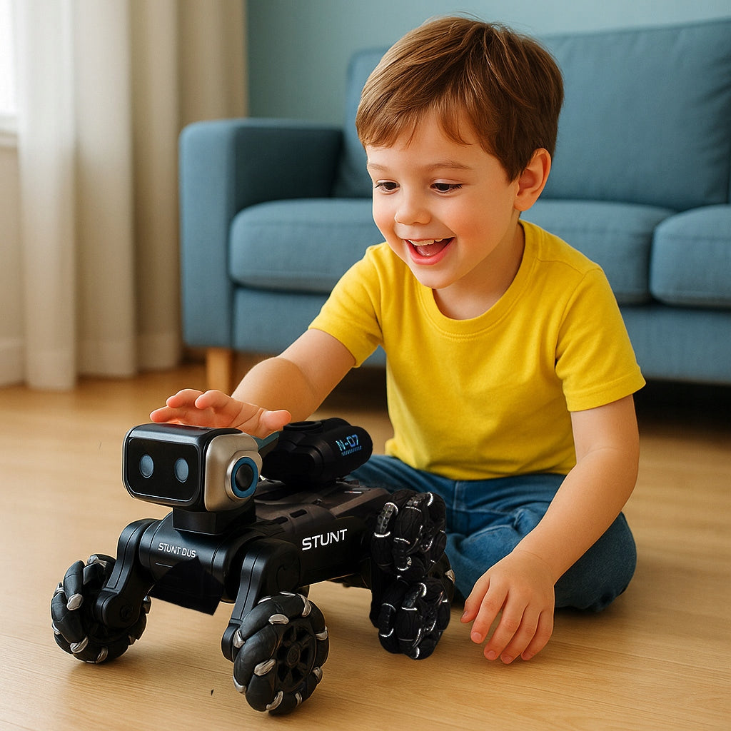 Remote Controlled Dog Robot 8 Wheels Gesture Music Water Couple Rotation 360 LED Brand Gotel