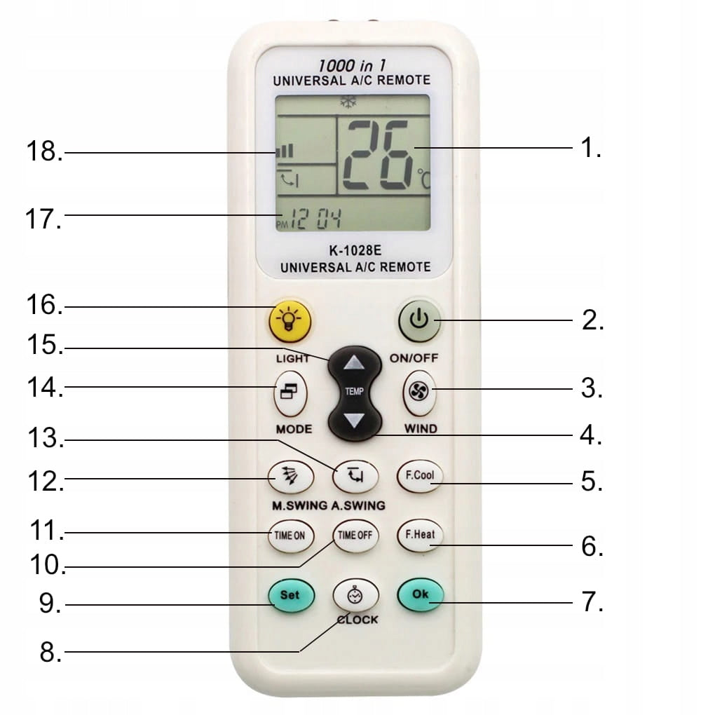 Remote control for air conditioning K1028E UNIVERSAL 1000in1 Brand no brand