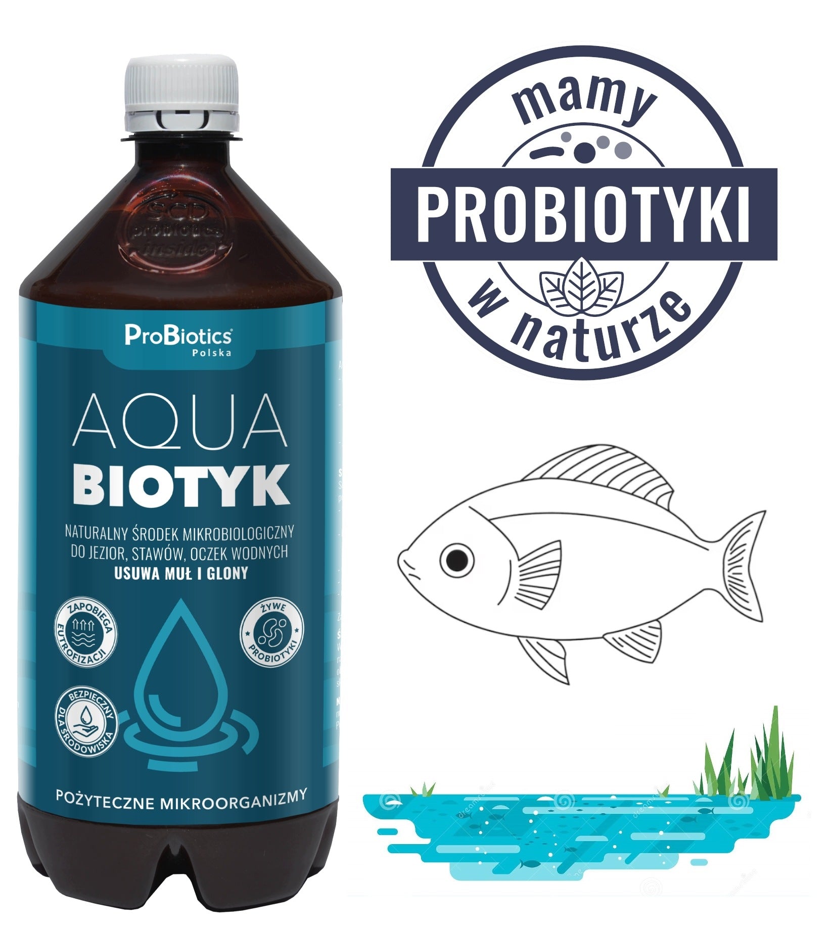 Removes silt, algae, pond sediment and mesh On cyanobacteria - 1L Clarifies Water