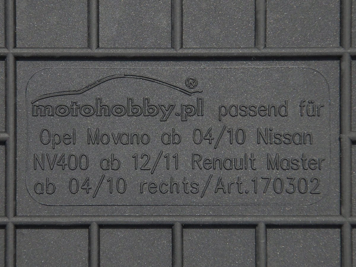 Renault Master III / 3 DEDICATED RUBBER MATS Manufacturer's catalog number 170302-462504432-462504432