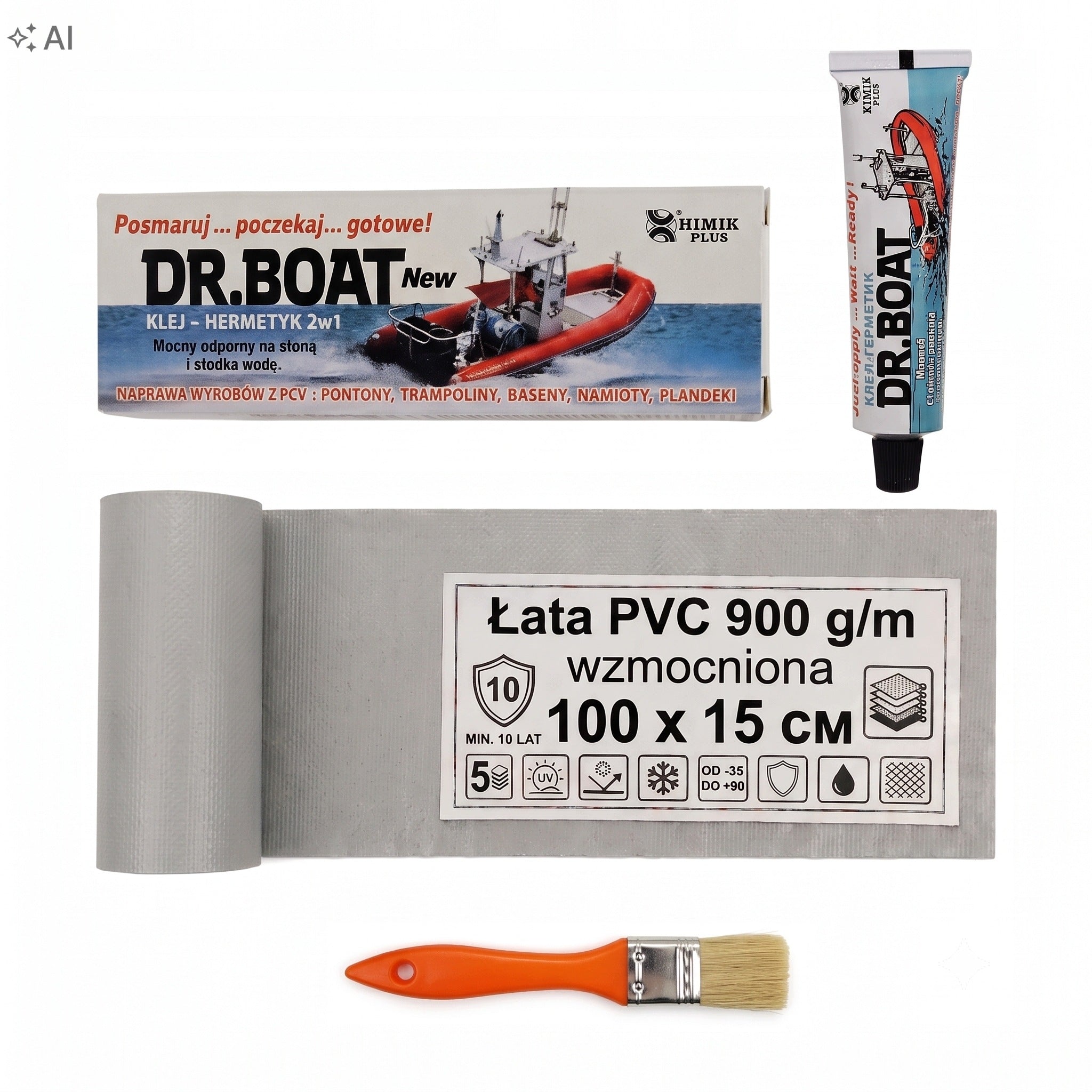 Repair Kit for Jacuzzi POOL GLUE HERMETIC + LARGE Patch 100cm *15cm