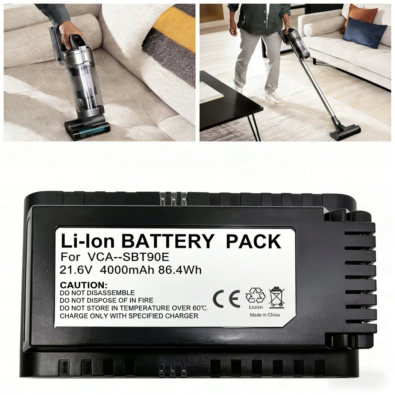 Replacement battery VCA-SBT90 DJ96-00221A 21,6V 4000mAh for Samsung VS9000