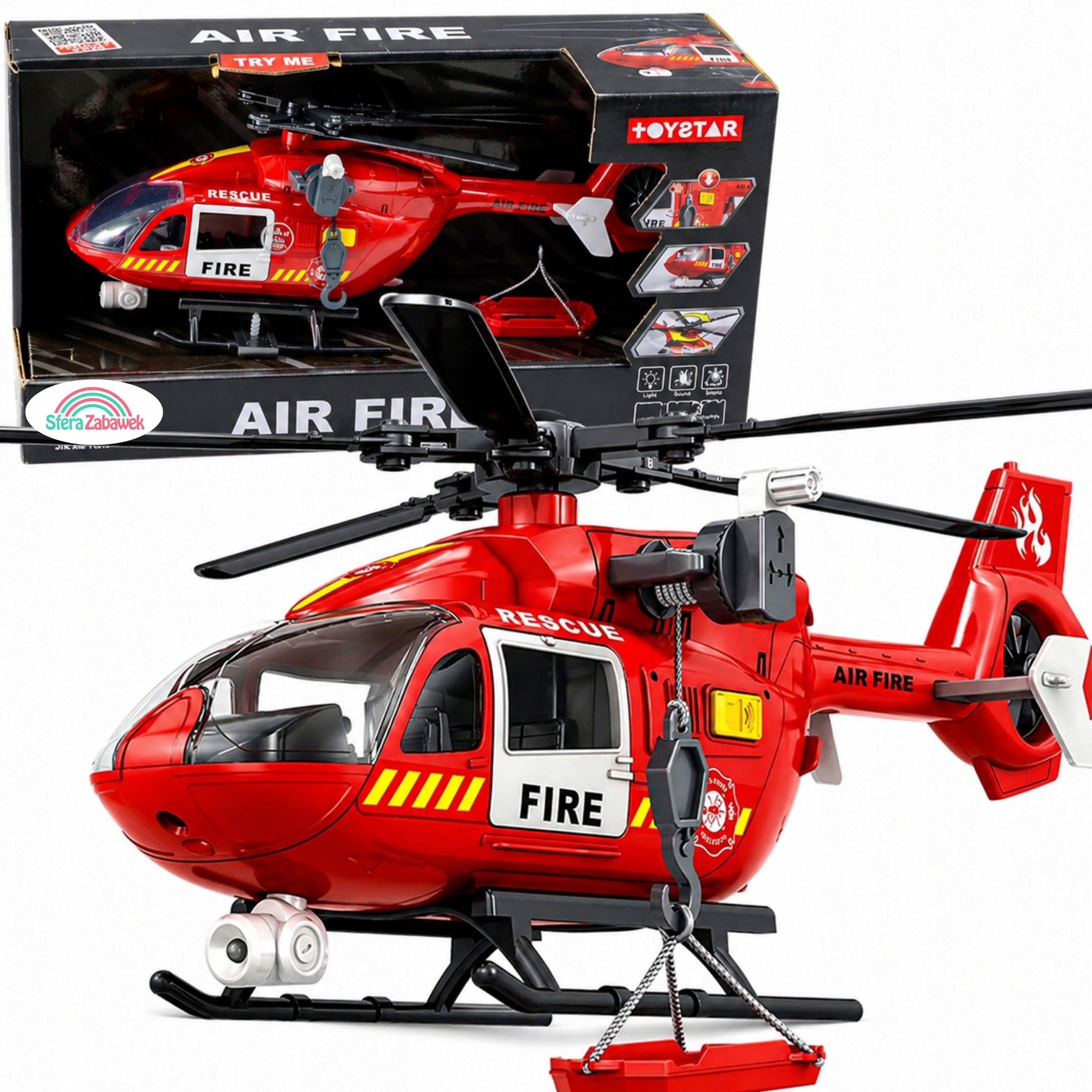 Rescue Helicopter LARGE Helicopter Toy with Hook Effects Light Sound