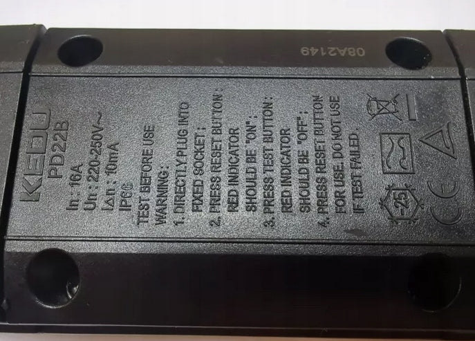 Residual current circuit breaker Reset/Test for INTEX jacuzzi Manufacturer code KEDU PD22B