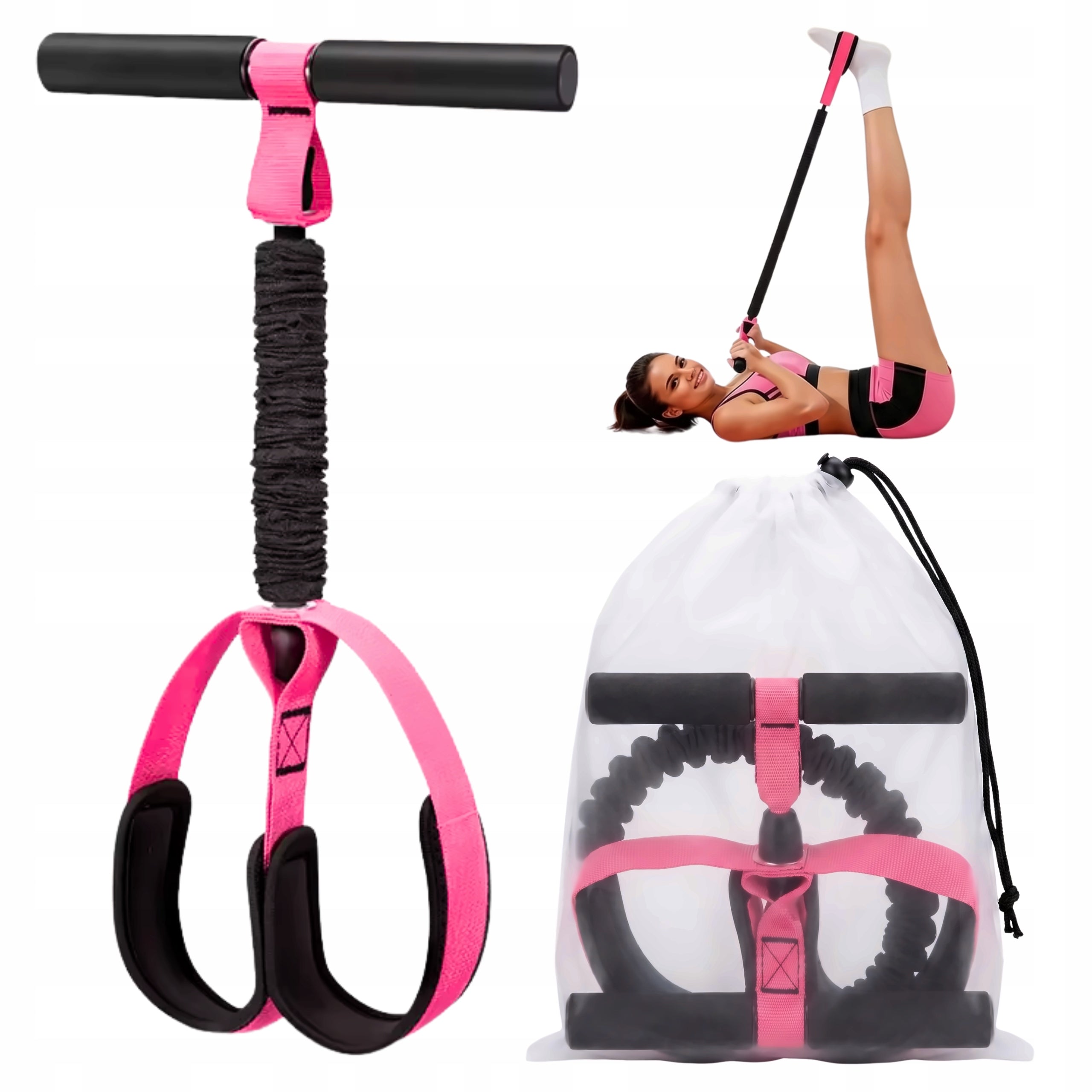 Resistance rubber expander for leg thigh buttocks exercises with training handles