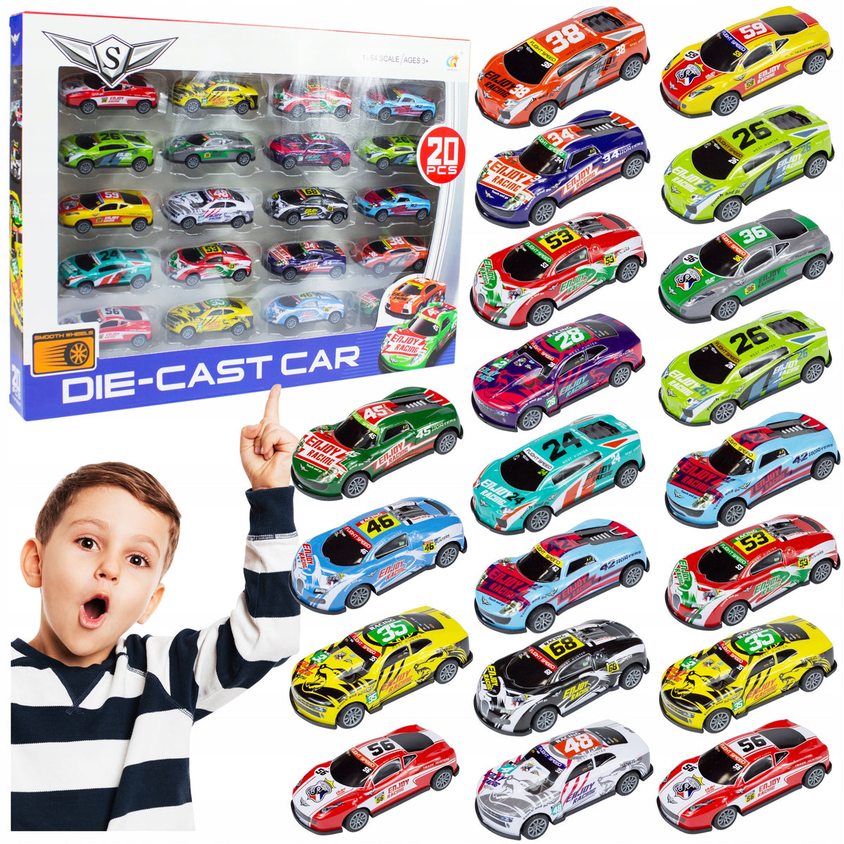 Resoraki LARGE Car Set Metal Resoraki Cars with Drive 20 Pcs