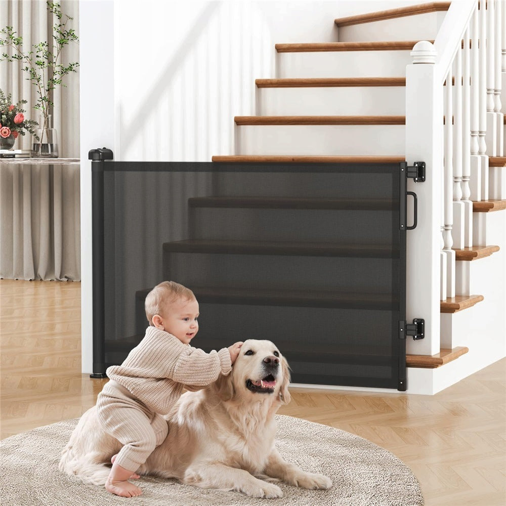 Retractable gate for door stairs adjustable security 5-180cm black Brand Bedee