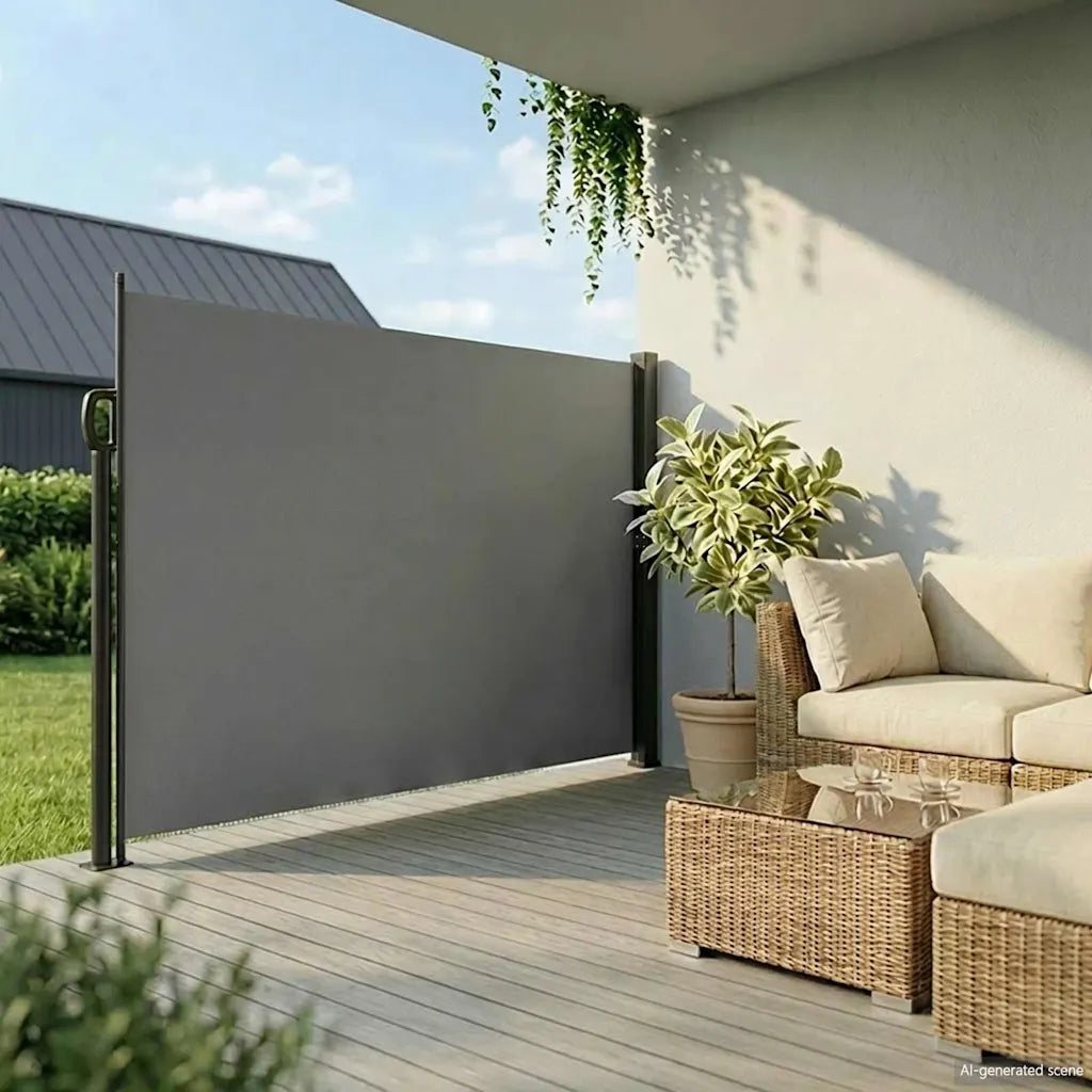 Retractable side awning, anthracite, 220x600 cm Product width 1 cm