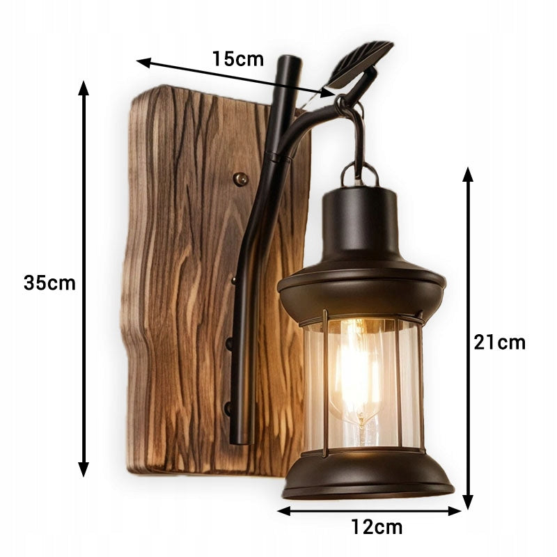 Retro Black Metal Wall Lamp Glass E27 Rustic Sconce Vintage Fixture Packaging status original