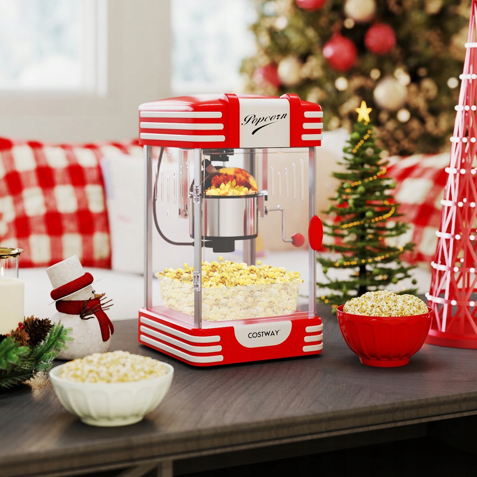 Retro Cinema Style Popcorn Machine Dominant color red