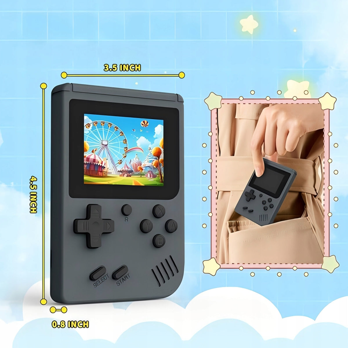Retro Console 500 Games + Pad Mini Portable TV Game For Baby Grey Packaging status original