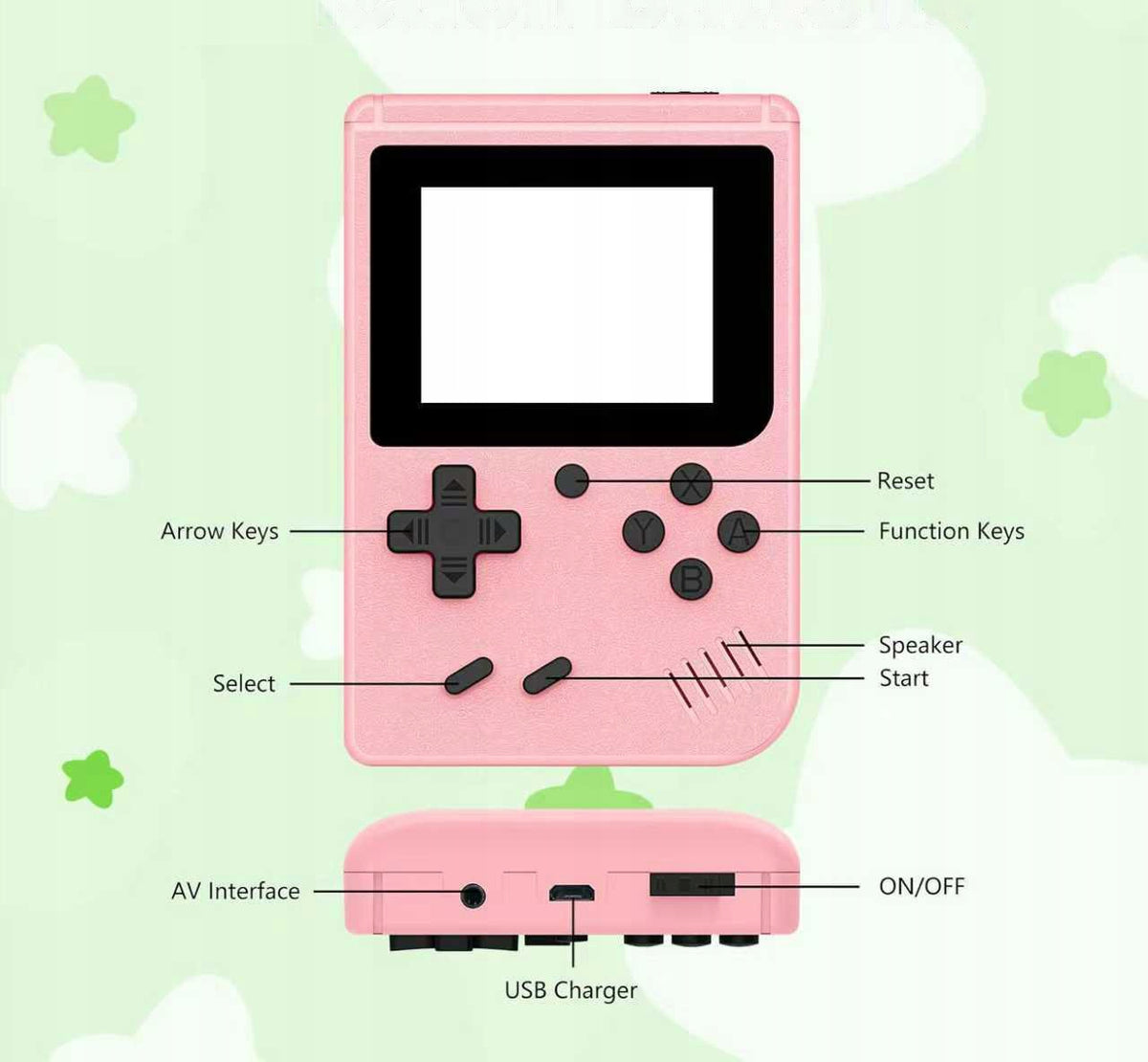 Retro Console 500 Games + Pad Mini Portable TV Game For Baby Pink Packaging status original