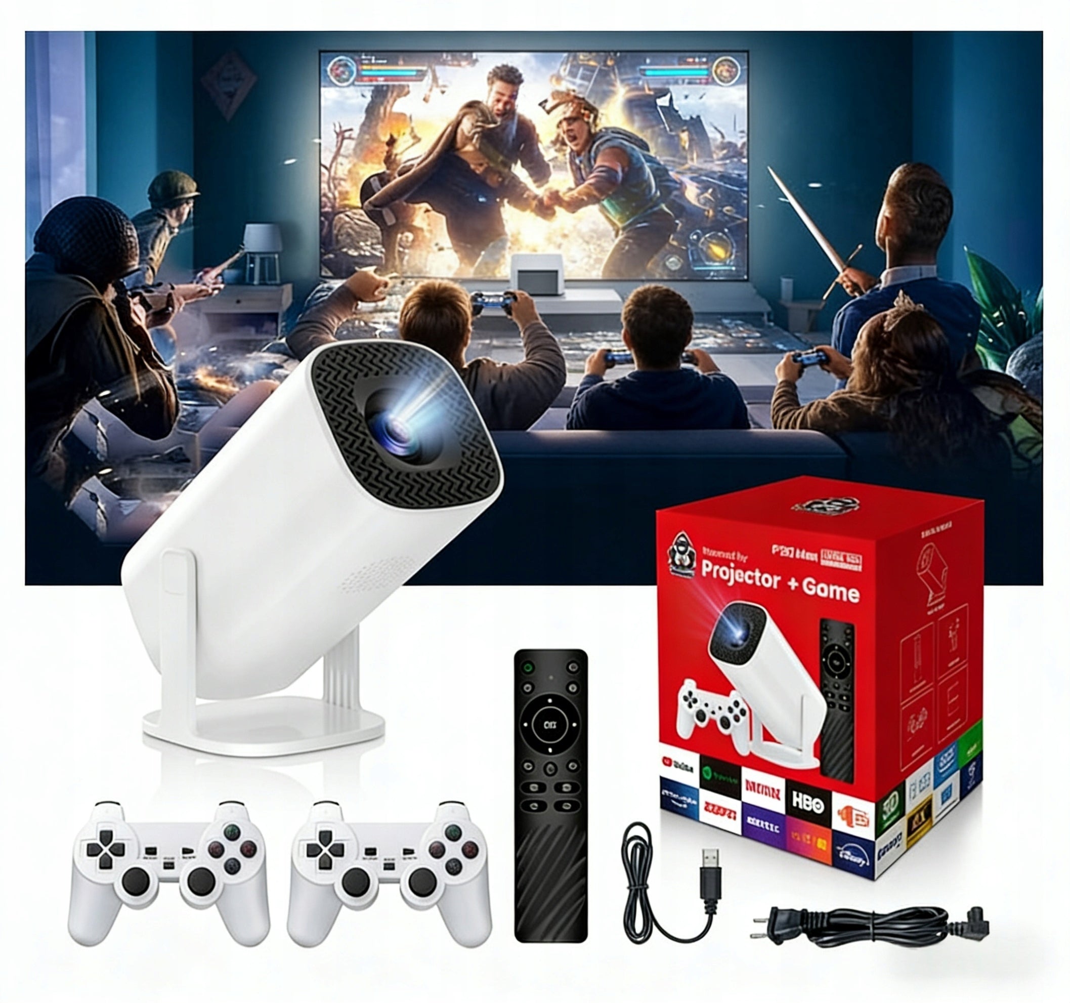 Retro Gram Console with Android Projector 11 30000 Games, 2 Pads