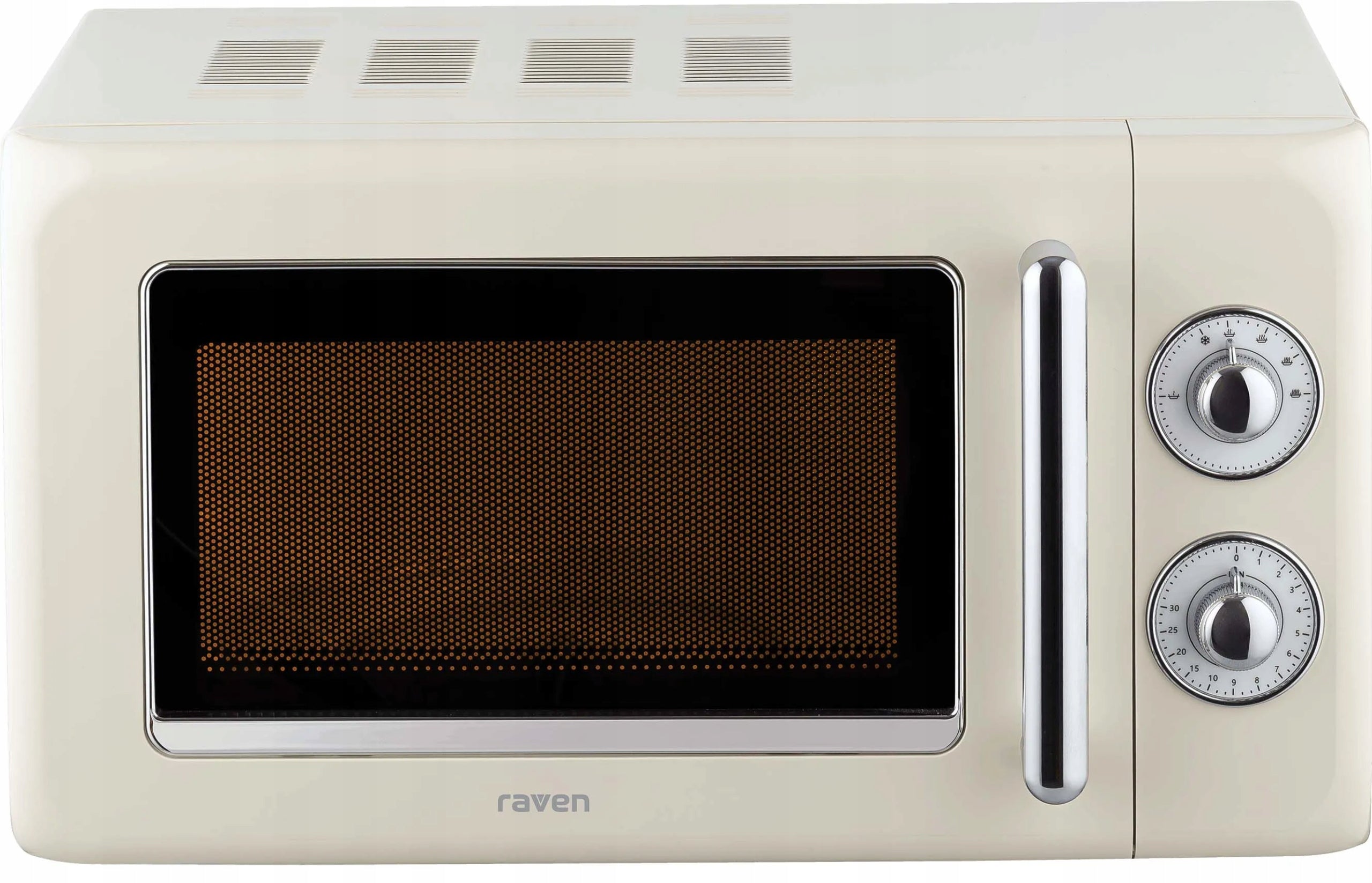 Retro Microwave Oven Raven EKM008 700W 18L Timer Defrost Beige Packaging status original