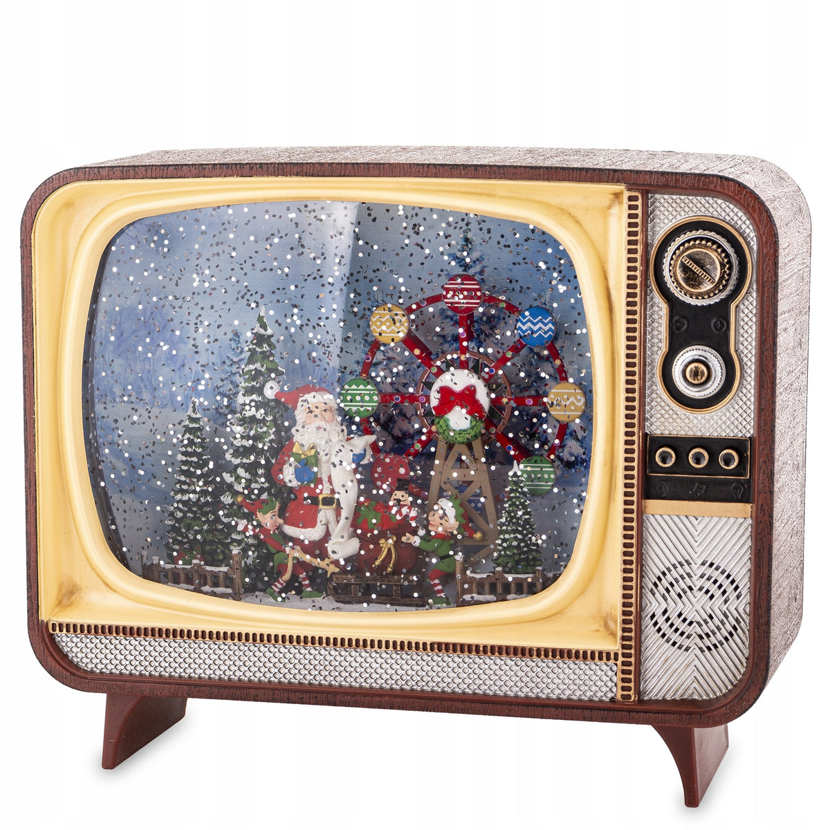Retro TV Christmas music box playing Christmas LED Santa Claus with music
